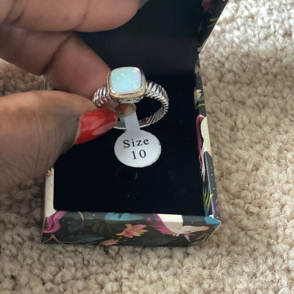 Sterling 925 Labradorite Ring (size 10)